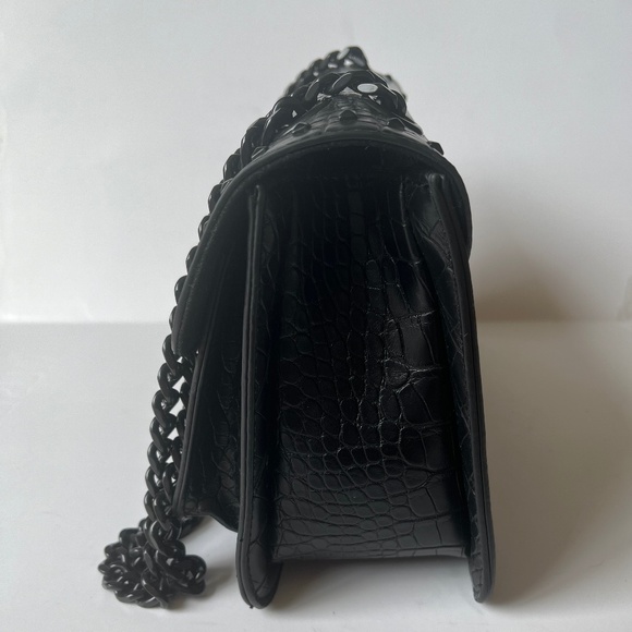 Badgley mischka Belle Studded Biker Reptile Crossbody Chain Shoulder Bag Purse - Picture 3 of 12